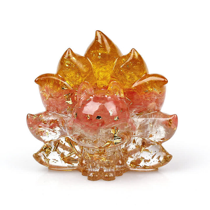 Olivenorma Nine-tailed Fox Gemstone Decoration - Citrine&Red Quartz&Clear Crystal - image 1
