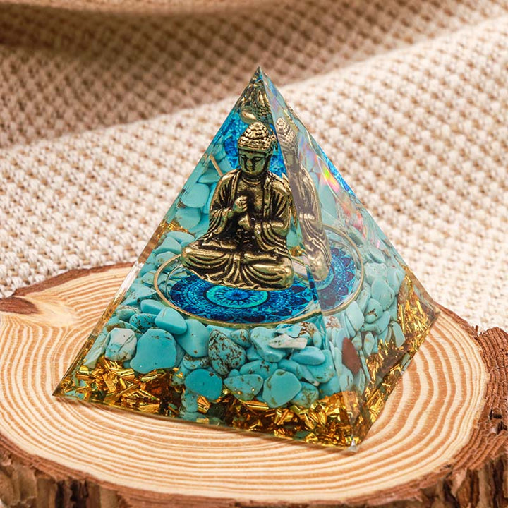 Olivenorma Buddha With Natural Turquoise Balance Orgone Pyramid - image 2