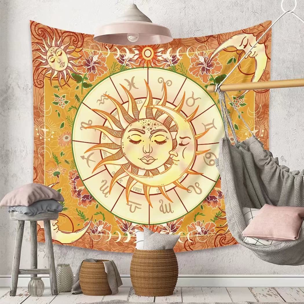 Olivenorma Yellow Sun Boho Zodiac Tapestry - image 4