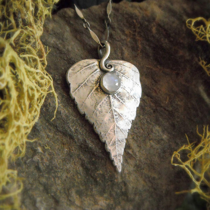 Olivenorma "Spring Choice" - Moonstone Birch Leaf Necklace - image 4