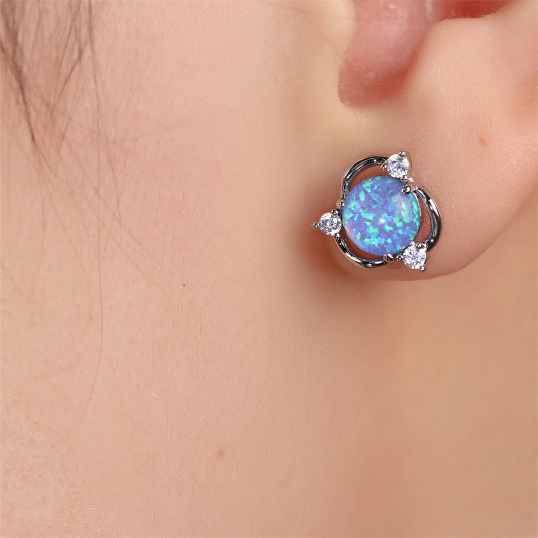 Olivenorma Opal Small Round White Zircon Stud Earrings - image 6