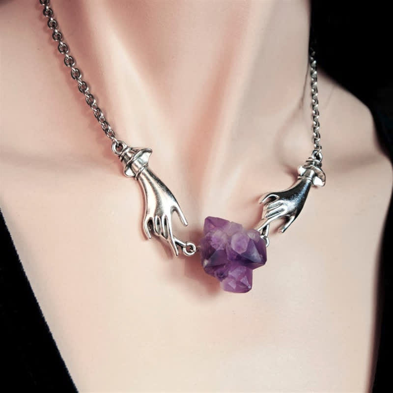 Amethyst Angel Hand Healing Necklace - image 3