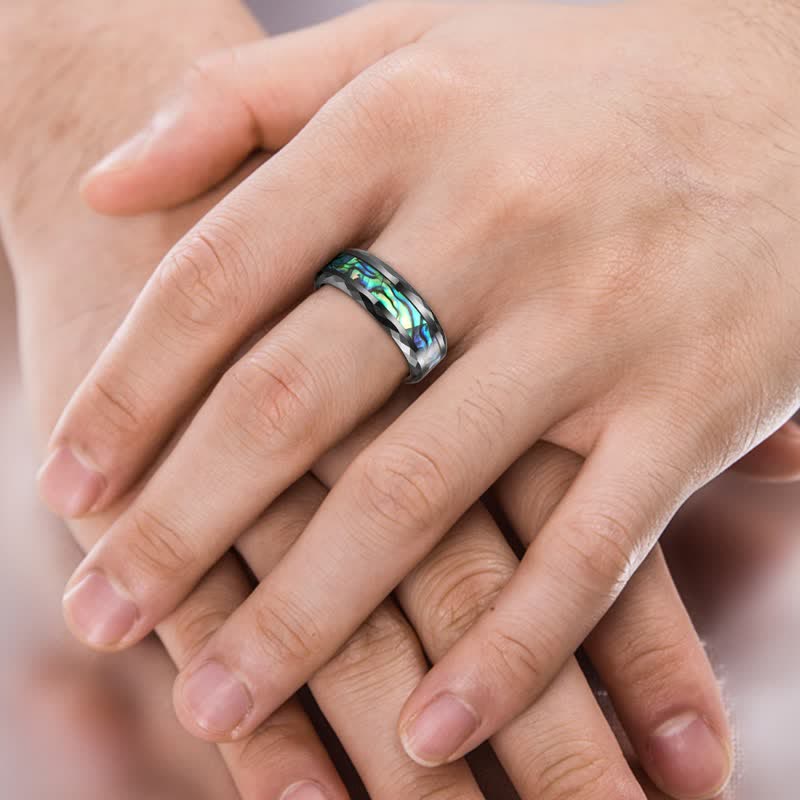 Olivenorma Koa Wood and Abalone Shell Tungsten Carbide Ring - image 23