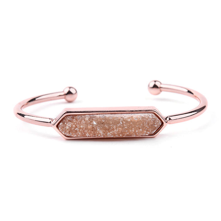 Olivenorma Natural Crystal Cluster Metal Copper Cuff Bracelet - Orange Selenite Crystal - Rose Gold - image 35
