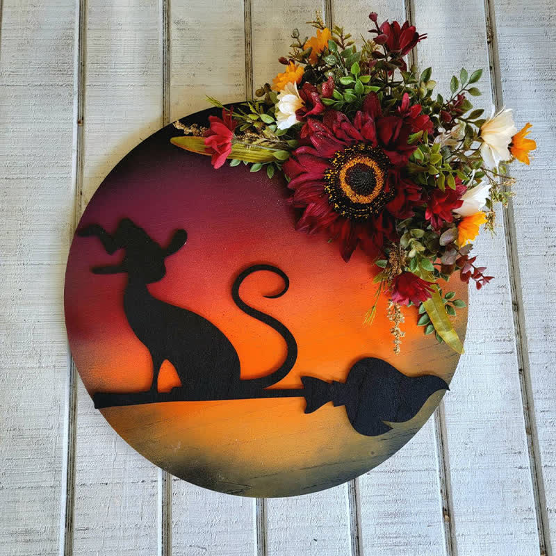 Olivenorma Celestial Lunar Moon And Kitty Wall Decor - Red & Witch Cat - image 5