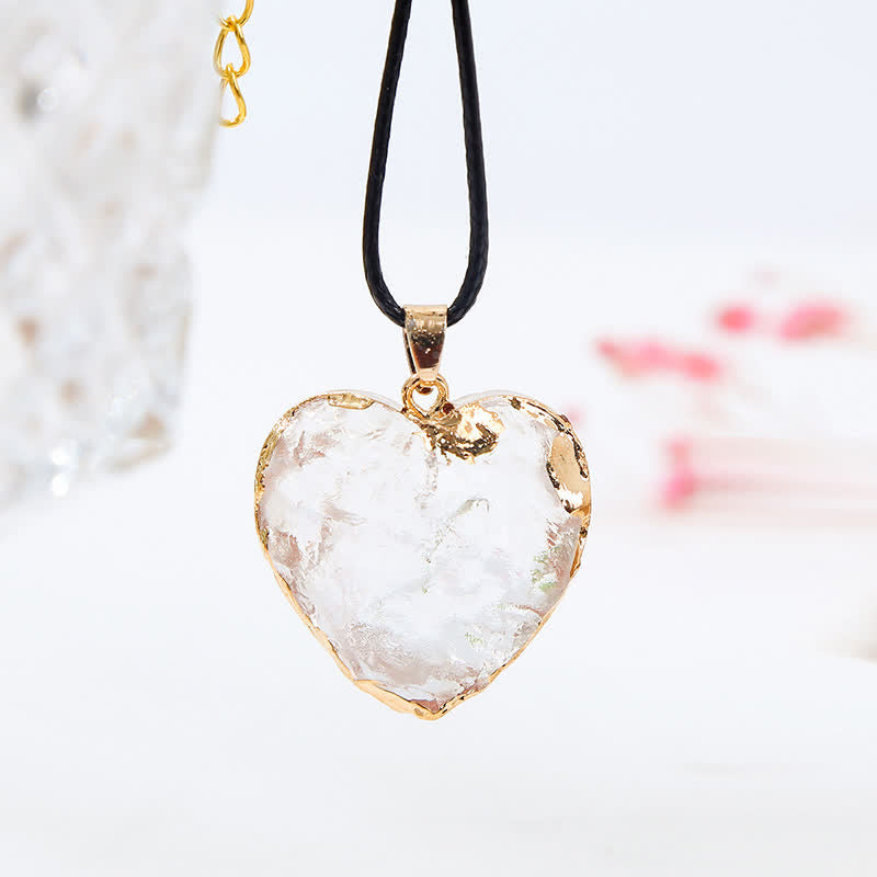 Creative Heart Crystal Fluorite Necklace - Clear Crystal - image 1