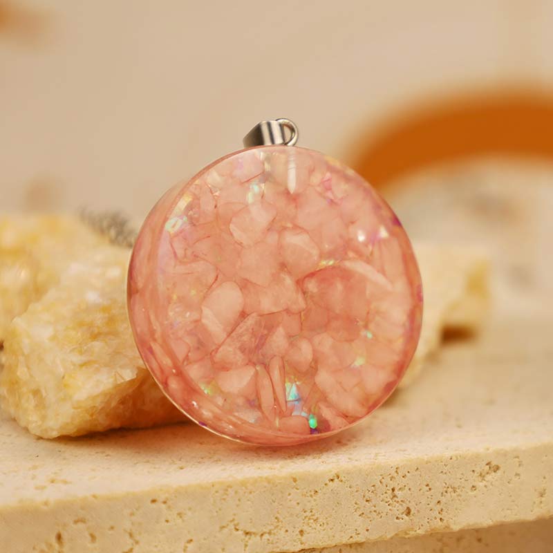 Rose Quartz Fower Of Life Reki Necklace - image 4