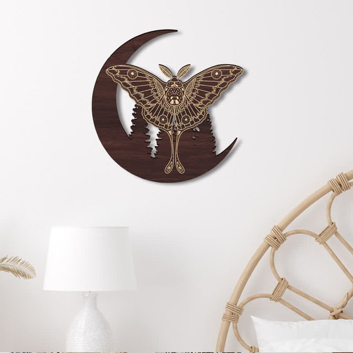 Olivenorma Crescent Moon Moth Wooden Wall Decor - image 11