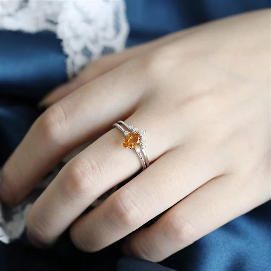 Olivenorma Copper Gold Drop Shape Citrine Ring - image 4