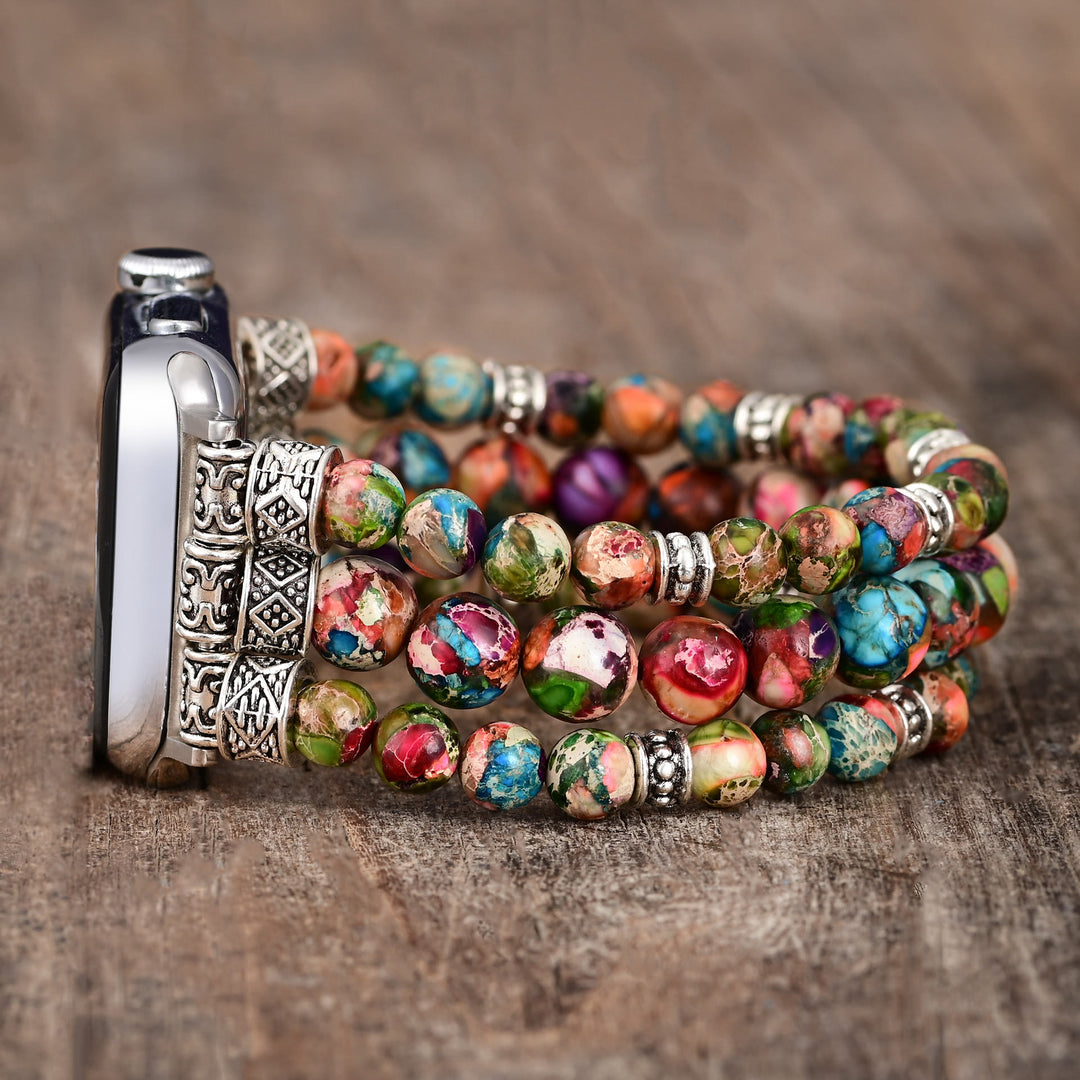 Olivenorma Oyster Turquoise Beaded Stretch Cord Apple Watch Strap - image 1