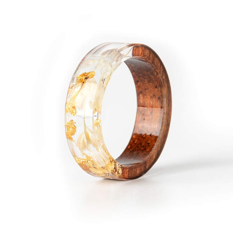Olivenorma Intellectual & Optimistic - Handmade Wood Ring - Gold+White - 11 - image 32