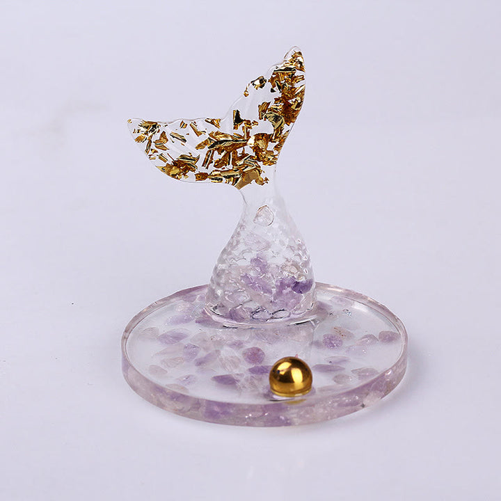 Olivenorma Crystal Gravel Glue Mermaid Tail Phone Holder Decoration - Charoite - image 18