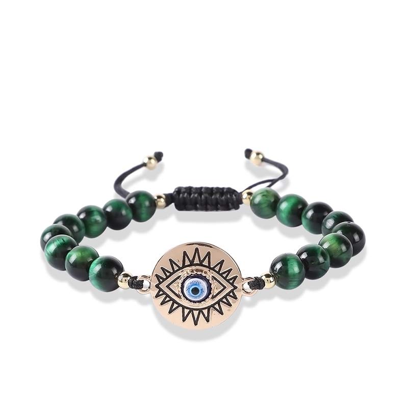 Tiger Eye Evil Eye Protection Bracelet - Green Tiger Eye - image 12