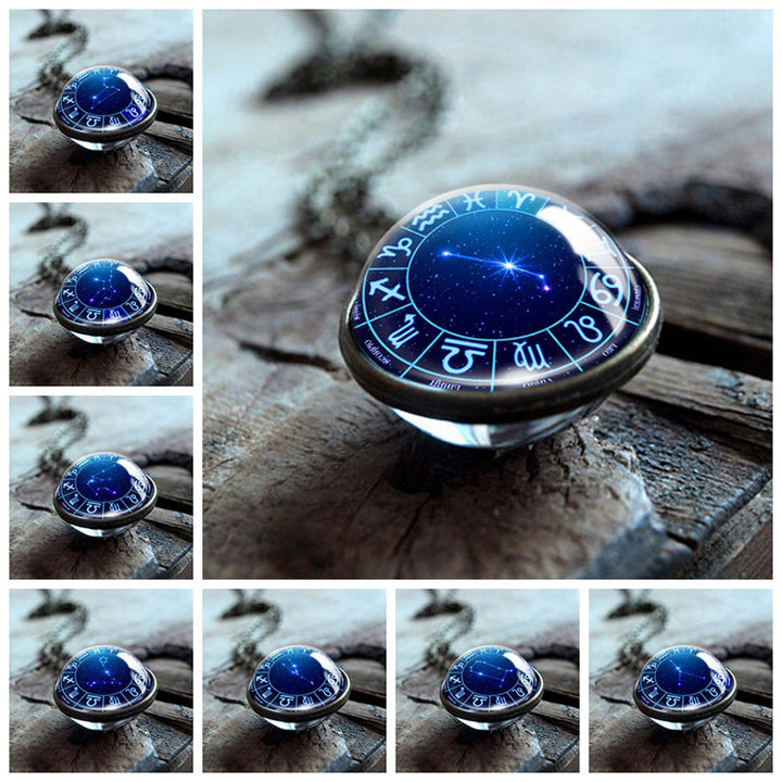 Olivenorma Double-sided Glass Globe With 12 Stars Zodiac Necklace - image 12