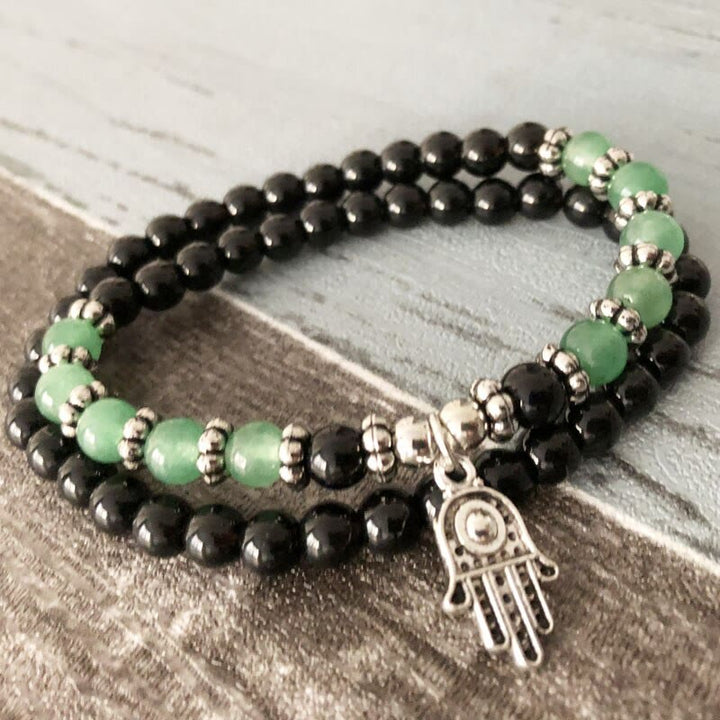 Olivenorma 6mm Double Wrap Men Women Hamsa Bracelet Set - image 2