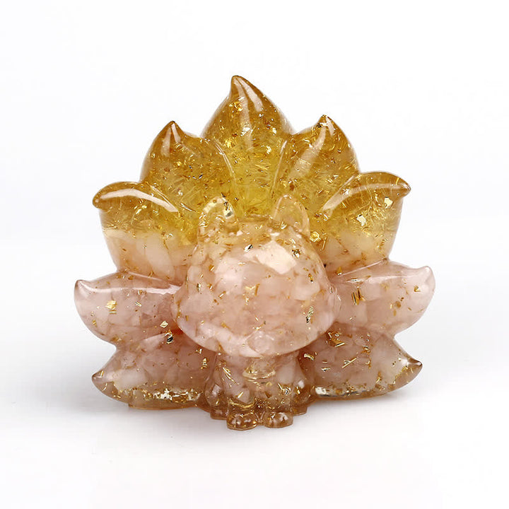 Olivenorma Nine-tailed Fox Gemstone Decoration - Citrine&Rose Quartz - image 18