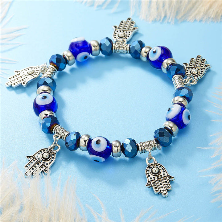 Olivenorma Evil Eye Hamsa Pendant Epoxy Zircon Bracelet - Evil Eye&Hamsa&Light Blue Zircon - image 9
