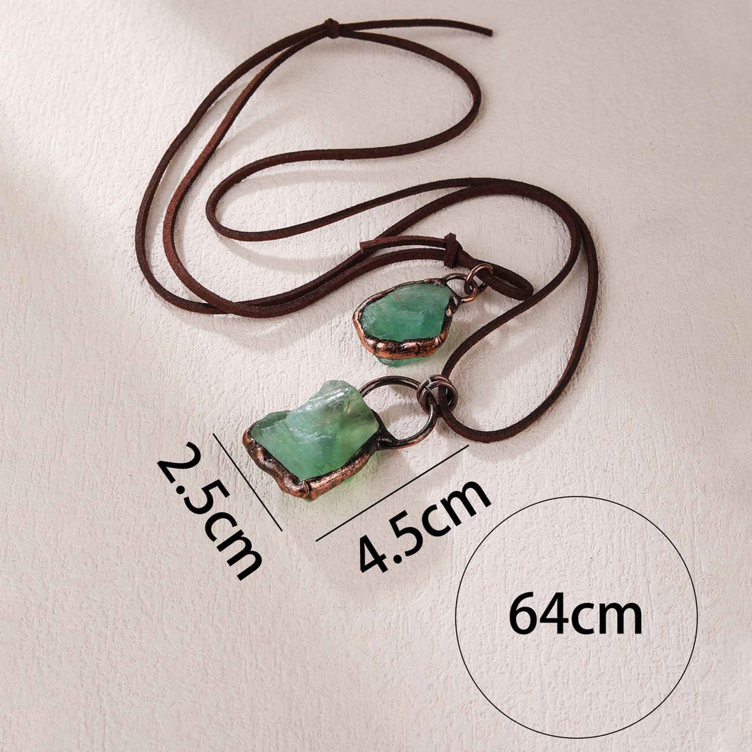 OlivenormaNatural Rough Stone Irregular Pendant Leather Rope Necklace - image 28