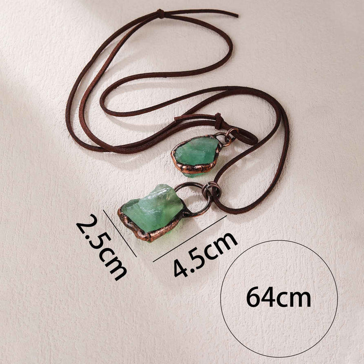 OlivenormaNatural Rough Stone Irregular Pendant Leather Rope Necklace - image 28