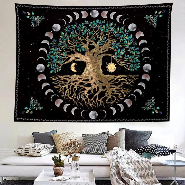 Olivenorma Moon Phase Tree of LifeTapestry - 230*180cm - Brushed Fabric - image 0