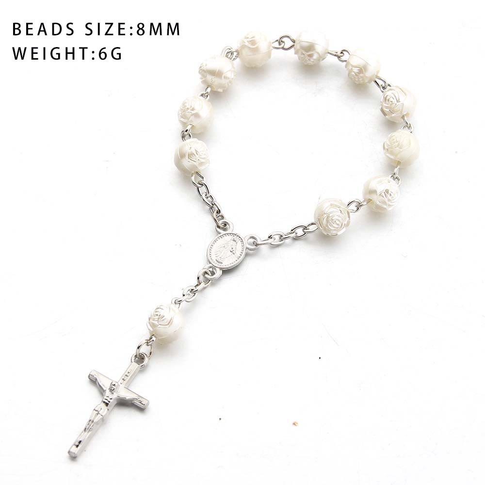 Olivenorma Pearl Heart Cross Bracelet - White Rose Pearl - image 6
