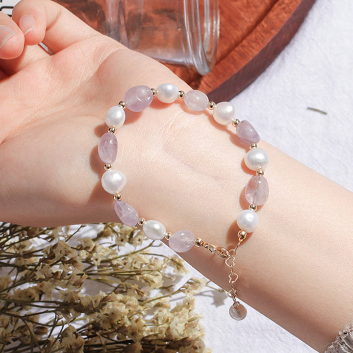 Natural Crystal Pearl Gemstone Bracelet - image 7