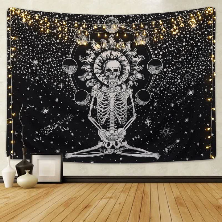 Sun And Star Skull Meditation Wall Hanging Tapestry - 78.75"*59.0"(200*150cm) - image 0