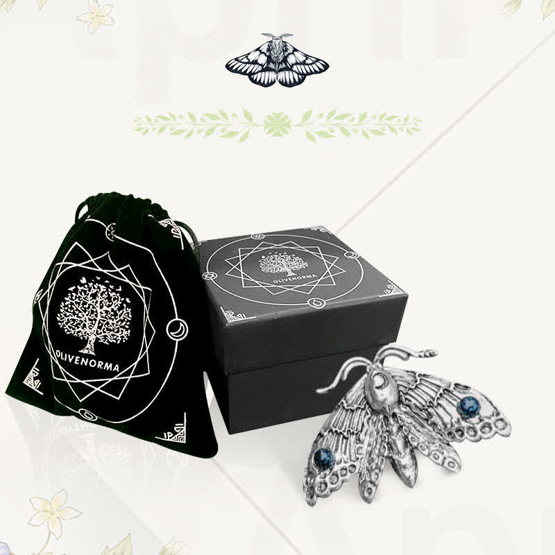 Olivenorma With Gemstones Luna Moth Witch Ring - image 4