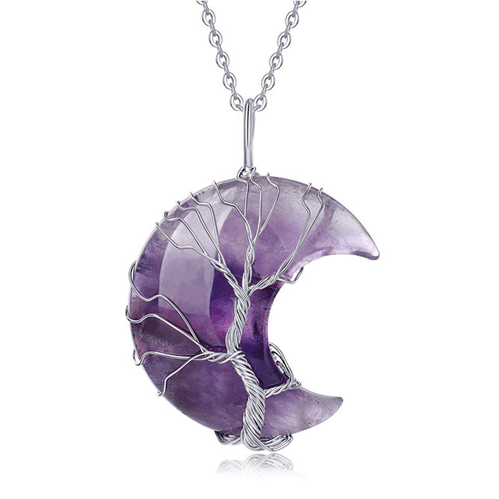 Olivenorma Natural Chakra Moon Necklace - Amethyst - image 2