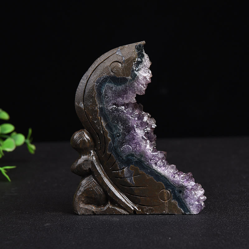Olivenorma Natural Amethyst Cluster Butterfly Owl Carved Ornament Ornament - Amethyst & Butterfly - image 1