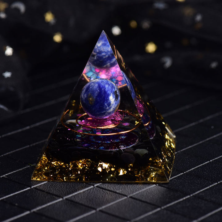 Olivenorma Lapis Lazuli Obsidian Orgone Pyramid - image 3