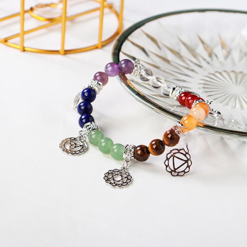 Natural Gemstone Seven Chakra Yoga Bracelet - image 2