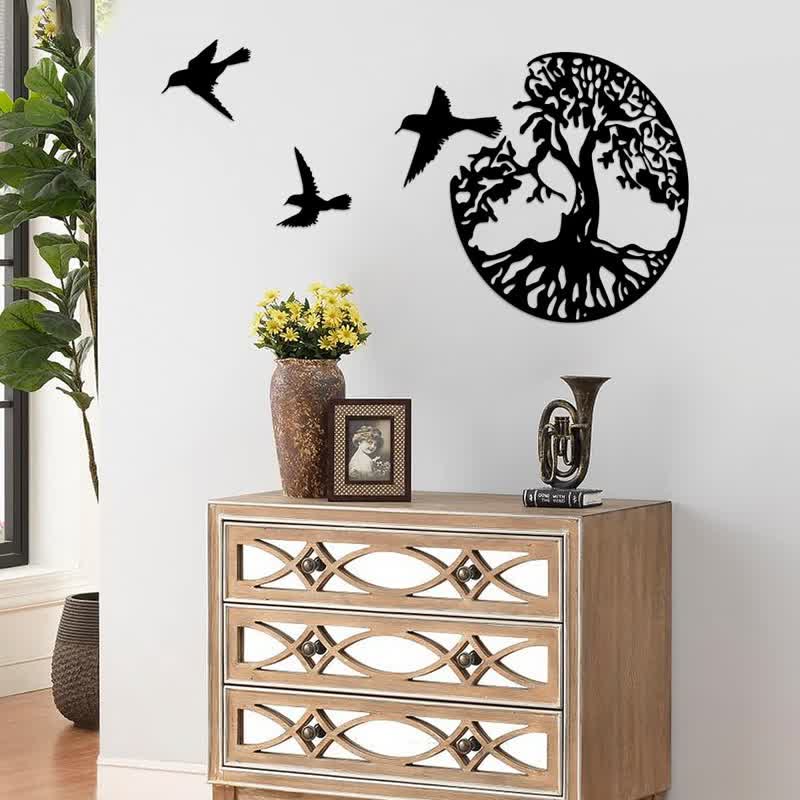Tree of Life with Three Birds Metal Wall Decor - image 1