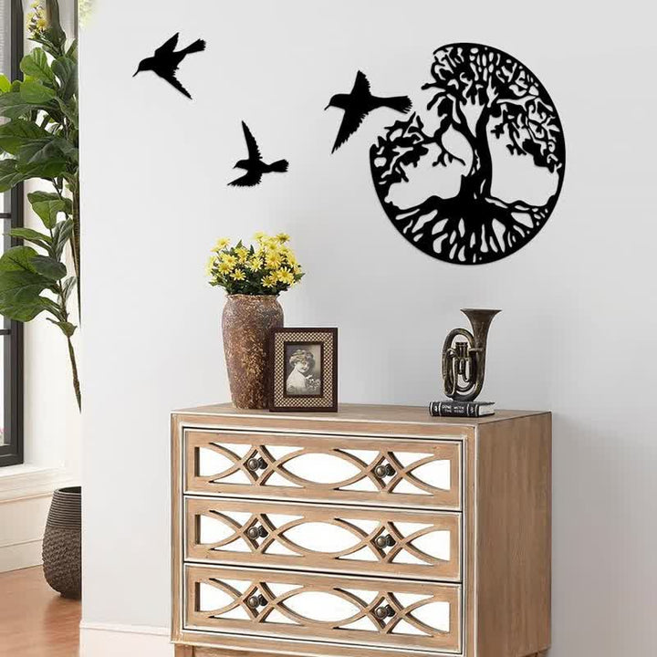 Tree of Life with Three Birds Metal Wall Decor - image 1