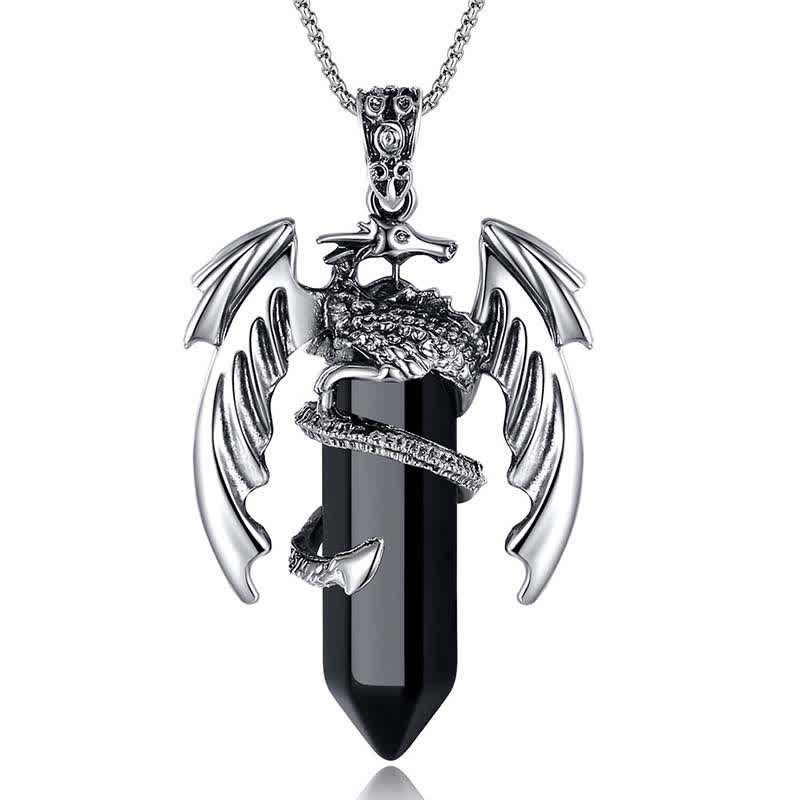 Olivenorma Vintage Dragon Crystal Healing Stone Reiki Necklace - Obsidian - image 10