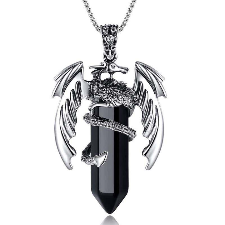 Olivenorma Vintage Dragon Crystal Healing Stone Reiki Necklace - Obsidian - image 10