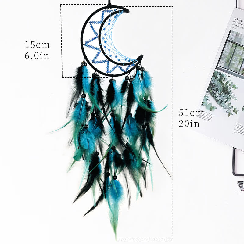 Olivenorma Purple Blue Beaded Black Feather Dream Catcher - image 5