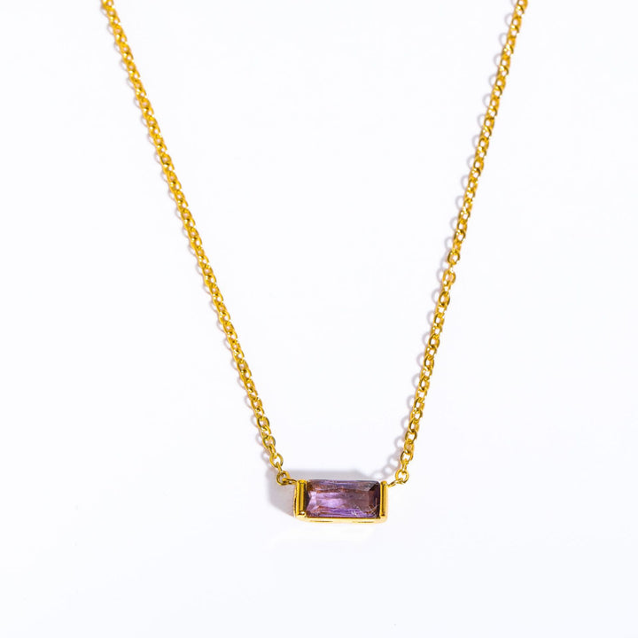 Olivenorma Simple Rectangular Birthstone Pendant Stainless Steel Necklace - Alexandrite - image 12