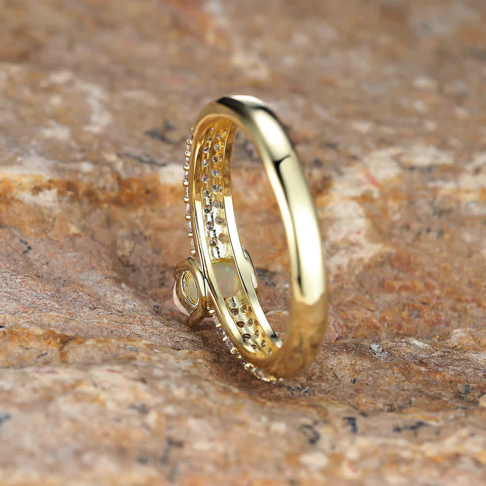 Olivenorma "Shiny Elegance" Round Opal Zircon Edge Band Ring  - image 3
