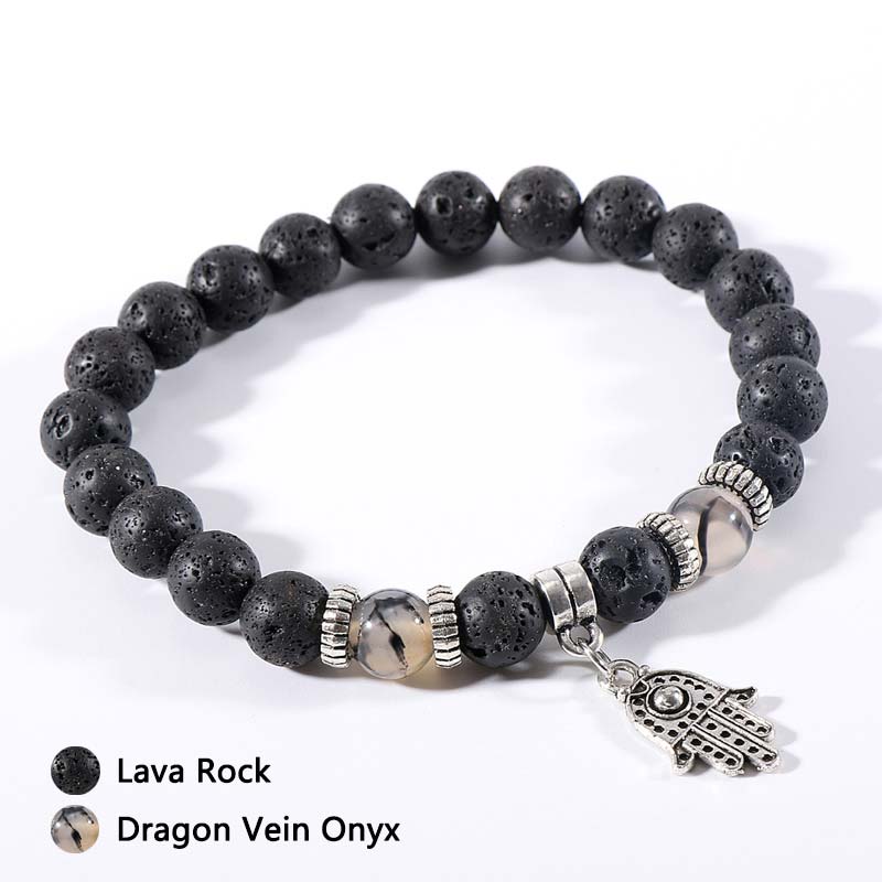 Malachite Tiger Eye Lava Stone Bracelet - Dragon Vein Onyx - image 9