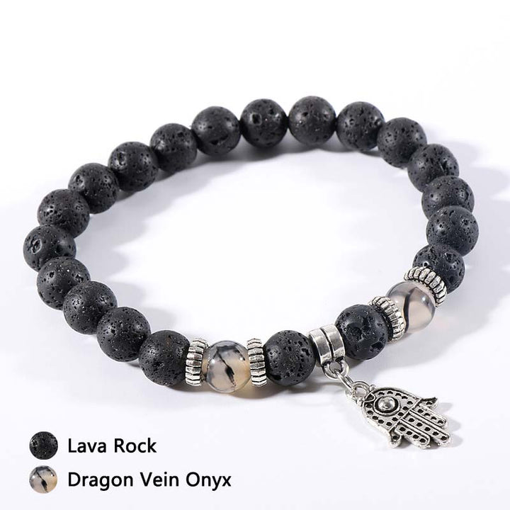 Malachite Tiger Eye Lava Stone Bracelet - Dragon Vein Onyx - image 9