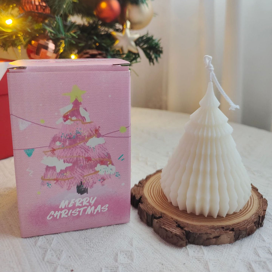 Olivenorma Carved Christmas Tree Candle - White Origami Christmas Tree-7.5*10cm - image 9