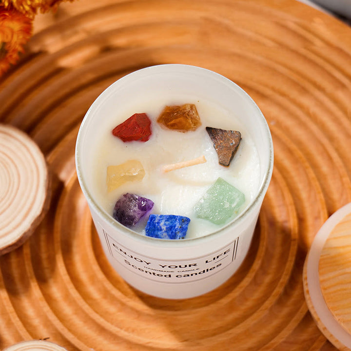 Olivenorma Handmade Chakra Stone Crystal Aromatherapy Smokeless Candle - image 1