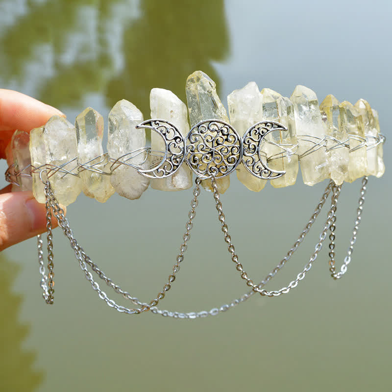 Olivenorma Cresent Moon Goddess Natural Crystal Crown - Citrine#3 - image 42