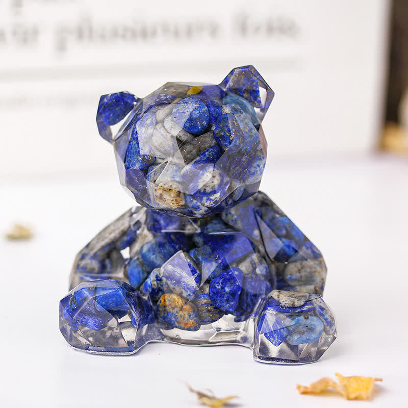 Olivenorma Mirror Sitting Bear Gemstone Decoration - Lapis Lazuli - image 13