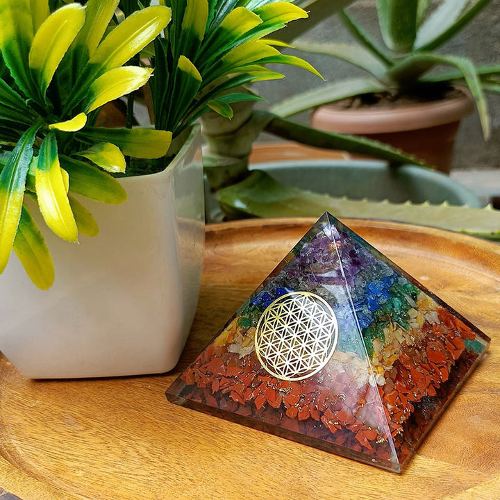 Olivenorma Chakra Flower Of Life Symbol Orgone Pyramid - 7 Chakra - YES PLEASE $8 - image 0