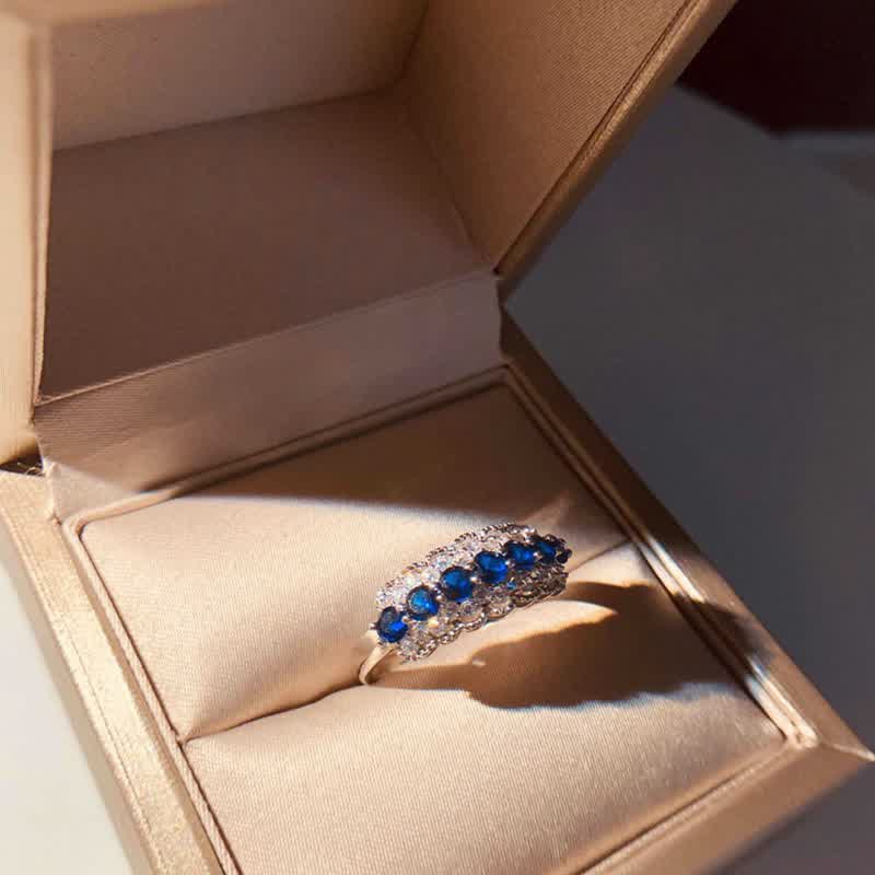 Olivenorma Creative Hollow Sapphire Blue Zircon Ring - image 12
