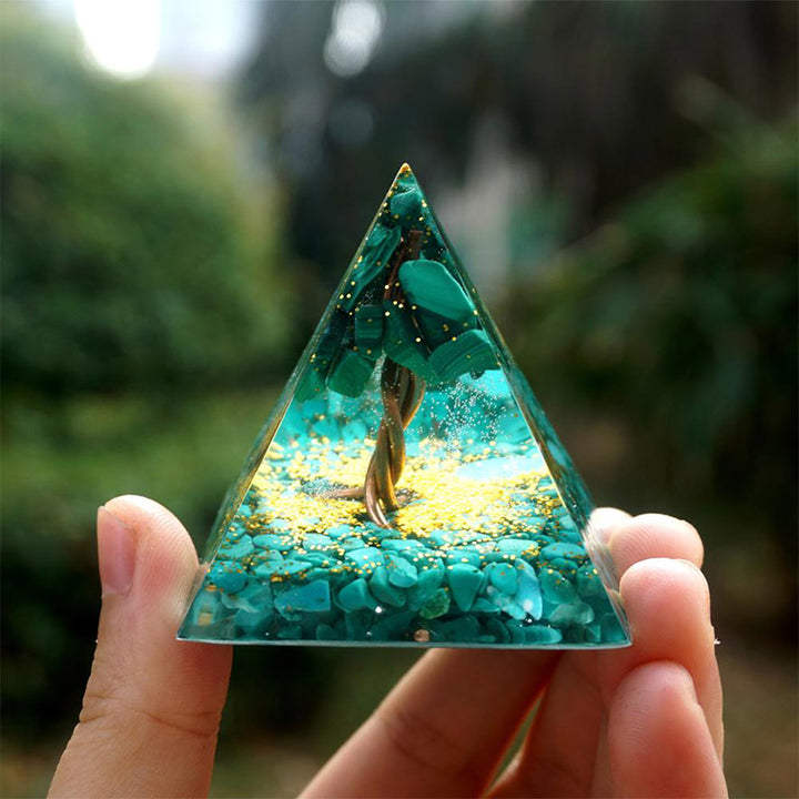  Olivenorma Malachite with Turquoise Tree Of Life Orgone Pyramid - 10*10cm - YES PLEASE $8 - image 0