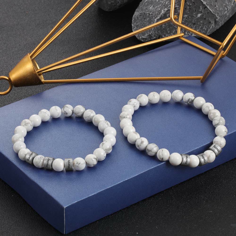 Olivenorma Natural Stone Engraving Personalized Beads Men Bracelet - image 48