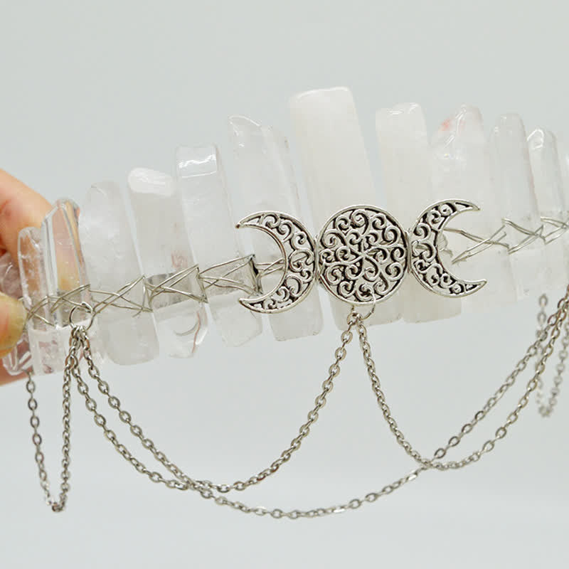 Olivenorma Cresent Moon Goddess Natural Crystal Crown - Clear Crystal#1 - image 32